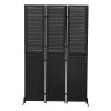 3 Panel Room Divider 6Ft Wood Folding Privacy Screen Black Room Separator Free Standing Wall Dividers (Black) - as Pic