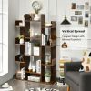Tree-Shaped Bookshelf with 13 Compartments - Rustic Brown