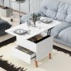 Modern Multi-functional Coffee Table Extendable with Storage & Lift Top in White - as Pic
