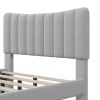 Upholstered Platform Bed Frame with Vertical Channel Tufted Headboard, No Box Spring Needed, Full,Gray - as pic