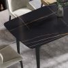 63"Modern artificial stone black curved black metal leg dining table -6 people - as Pic