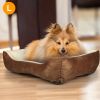 Pet Dog Bed Soft Warm Fleece Puppy Cat Bed Dog Cozy Nest Sofa Bed Cushion Mat L Size - L - Brown