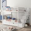 Full Over Full Bunk Bed with Shelves and 6 Storage Drawers, White(Old SKU:LP000046AAK) - as pic