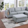 Living Room Furniture 6pc Modular Sofa Set Light Grey Dorris Fabric Couch 2x Corner Wedges 2x Armless Chair And 2x Ottomans - as Pic