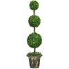 4 Feet Artificial Topiary Triple Ball Tree Plant - Green