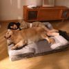 Dog Bed, Bolster Dog Bed with Memory Foam Dog Couch Sofa and Removable Washable Cover - Gray - 33.5*23.6'' Up to 55 lbs