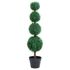 Artificial Boxwood Plant with Pot Ball Shaped Green 35.4" - Green