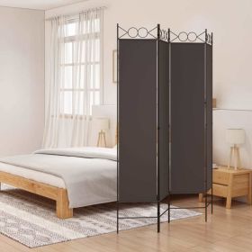 4-Panel Room Divider Brown 63"x78.7" Fabric - Brown