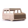 2-in-1 Wood Corrugate Cat Scratcher, Cardboard Cat House, Reversible Car-Shaped Scratch Furniture Protector - wood color