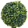 Artificial Boxwood Plants 2 pcs with Pots Ball Shaped Green 13" - Green