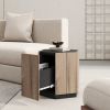 WESOME Hexagonal Rural Style Garden Retro Living Room Coffee Table with 2 drawers, Textured Black + Warm Oak - one drawer