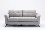 Callie Light Gray Woven Fabric Sofa Loveseat Living Room Set - as Pic