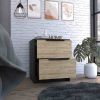 DEPOT E-SHOP Egeo Nightstand, Two Drawers, Superior Top, Black / Pine - as Pic