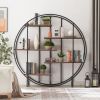 New Innovation Living Room Furniture Book Shelf Round 5-Tier Metal Plant Stand bookcase storage rack Terrace Garden Balcony Display Stand - Brown