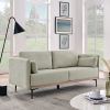 Modern Sofa 3-Seat Couch with Stainless Steel Trim and Metal Legs for Living Room - Beige - Linen