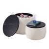 Set of 2 Nesting Round Storage Ottoman, Coffee Table Footstool with MDF Cover for Living Room, Bedroom, Top φ650*450,φ480*390,Beige - as Pic