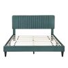 Queen Size Upholstered Platform Bed,No Box Spring Needed, Velvet Fabric,Green - as Pic