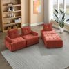 L-Shape Modular Sectional Sofa, DIY Combination, Chenille  - Red - Chenille