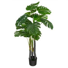 4 Feet Artificial Tree Artificial Monstera Palm Tree Fake Plant - green