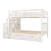 Full Over Full Bunk Bed with Shelves and 6 Storage Drawers, White(Old SKU:LP000046AAK) - as pic
