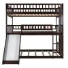 Full-Over-Full-Over-Full Triple Bed with Built-in Ladder and Slide , Triple Bunk Bed with Guardrails, Espresso(OLD SKU :LP000052AAP) - as pic