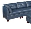 Genuine Leather Ink Blue Tufted 7pc Modular Sofa Set 3x Corner Wedge 3x Armless Chair 1x Ottoman Living Room Furniture Sofa Couch - as Pic