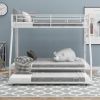 Twin over Full Bed with Sturdy Steel Frame, Bunk Bed with Twin Size Trundle, Two-Side Ladders, White(OLD SKU:MF194424AAK) - as pic