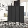 4-Panel Metal Folding Room Divider, 5.94Ft Freestanding Room Screen Partition Privacy Display for Bedroom, Living Room, Office - Black