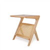 Z-Shaped Special Design End table, Fiberglass, Natural, 19"x19"x22" - Natural - Soild Wood