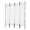4-Panel Metal Folding Room Divider, 5.94Ft Freestanding Room Screen Partition Privacy Display for Bedroom, Living Room, Office - White