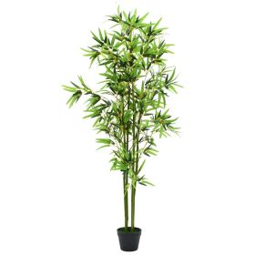 Artificial Bamboo Plant with Pot 68.9" Green - Green