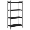 Bookcase 4-Tier Black 23.6"x11.8"x47.2" Engineered Wood - Black