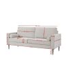Living Room Upholstered Sofa with high-tech Fabric Surface/ Chesterfield Tufted Fabric Sofa Couch, Large-White - White - Chenille