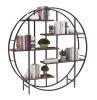 New Innovation Living Room Furniture Book Shelf Round 5-Tier Metal Plant Stand bookcase storage rack Terrace Garden Balcony Display Stand - Brown