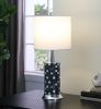 24" Jon Chrome Bohemian Black Glass Mosaic Modern Pillar Table Lamp - as Pic