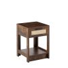 15.75" Rattan End table with drawer, Modern nightstand, side table for living roon, bedroom - Rustic Brown