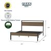 Ceres Metal Bed, Black with Cinnamon Wood Headboard & Footboard, Queen - as Pic