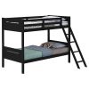 Black Twin/Twin Bunk Bed with Built-in Ladder - as Pic