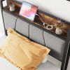 Twin Size Bed Frame, Storage Headboard with Charging Station, Solid and Stable, Noise Free, No Box Spring Needed, Easy Assembly - as Pic