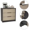 Cannon 3-Drawer Rectangle Dresser Black Wengue and Light Oak - as Pic