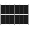 6-Panel Room Divider Black 118.1"x86.6" Fabric - Black
