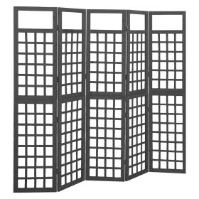 5-Panel Room Divider/Trellis Solid Fir Wood Black 79.3"x70.9" - Black