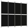 4-Panel Room Divider Black 78.7"x70.9" Fabric - Black