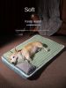Warm Dog bed Sleeping Pad Cat bed Kennel with Pillow Anti-Tear Bite Mattress Pet Floor Mat pet bed - green - L-97 * 66 * 4.5cm (within 20kg)