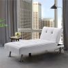 Convertible Faux Leather Futon Chaise Lounge, White