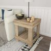 Rustic Wood Square End Table with Shelf, White